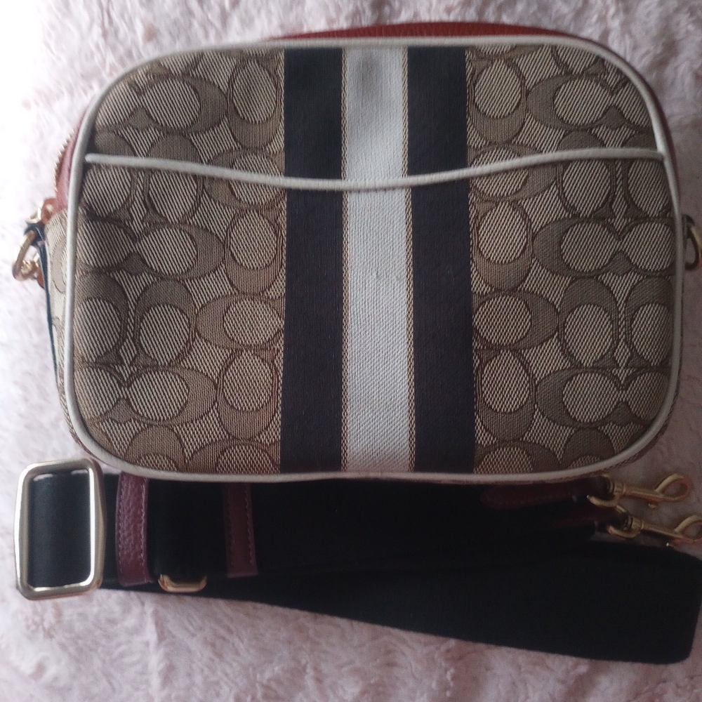 Coach Signature Crossbody Bag with Orange Accent - Picture 5 of 9